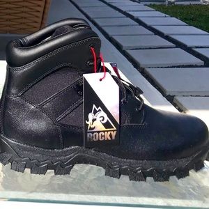 Black composite toe boots